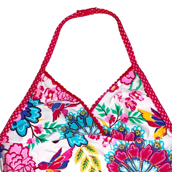 Floral Colorful White Bathing suit Spring Summer Swimsuit Pool - Picture 5 of 12